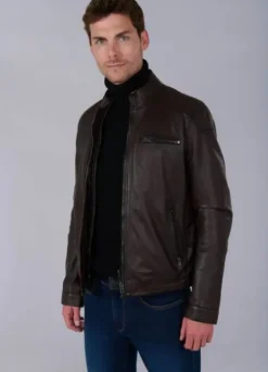 Blouson cuir avec col amovible-jerem Cheap