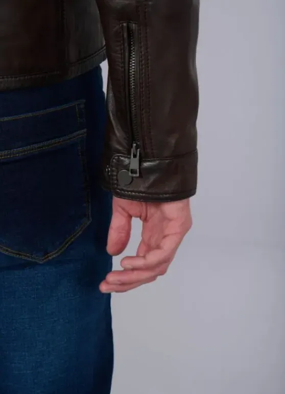 Blouson cuir avec col amovible-jerem Cheap