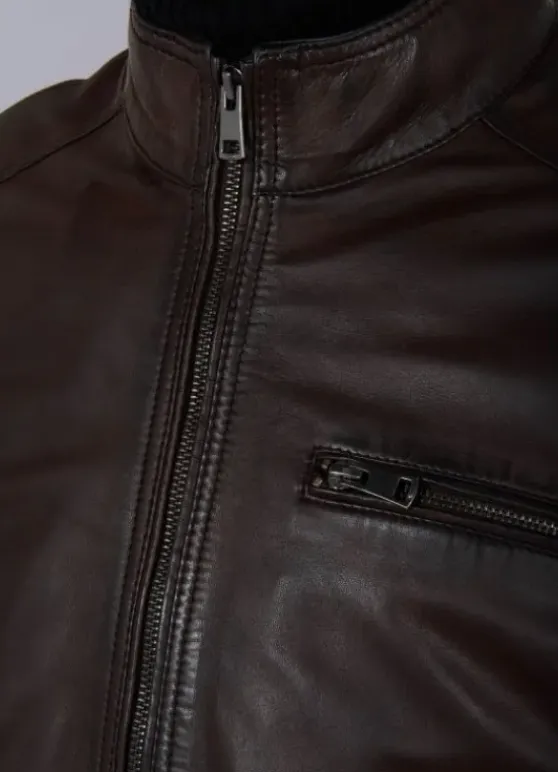 Blouson cuir avec col amovible-jerem Cheap