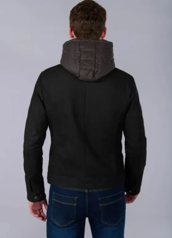 Blouson en cuir avec capuche amovible-jerem Fashion