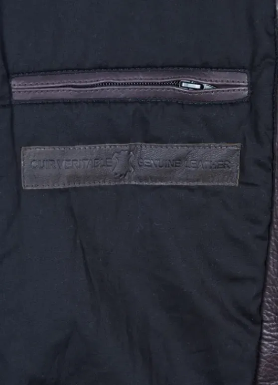 Blouson en cuir avec col amovible-jerem Fashion