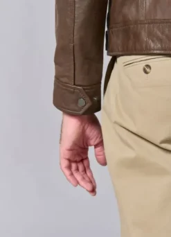 Blouson en cuir à col montant-jerem Hot