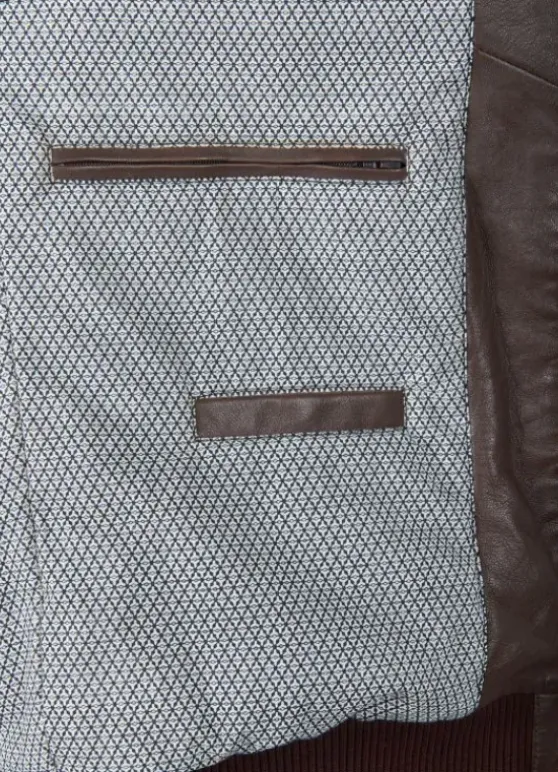 Blouson en cuir à col montant-jerem Store