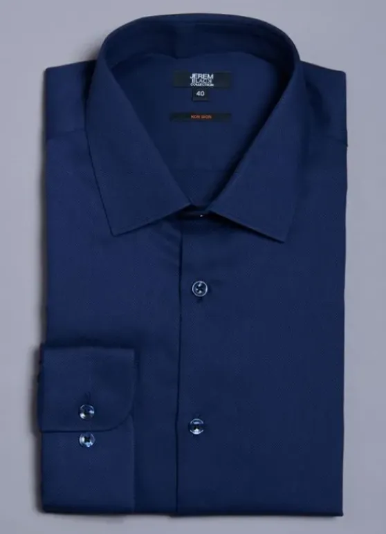 Chemise texturée en coton – Sans repassage – Comfort fit-jerem Discount