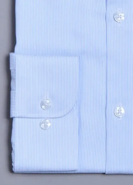 Chemise texturée à fines rayures bleues en pur coton SANS REPASSAGE – Confort fit-jerem Clearance