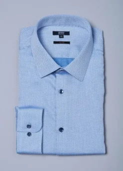 Chemise texturée à motif fantaisie en coton – Sans repassage – Comfort fit-jerem Store