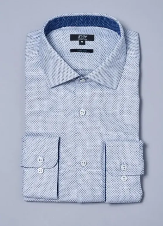 Chemise texturée à motif géométrique en pur coton – Coupe ajustée - Repassage facile-jerem Sale