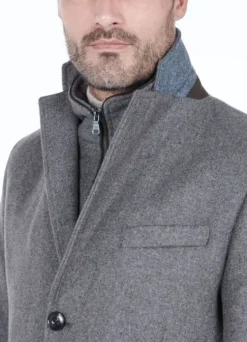 Manteau long avec parementure amovible en suédine-jerem Best Sale