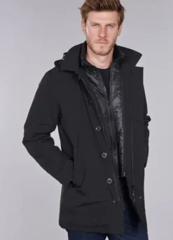 Manteau noir en coton stretch-jerem Best Sale