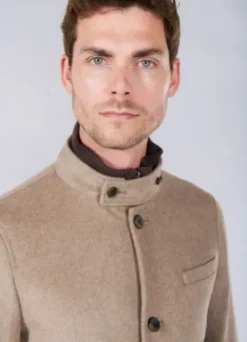 Veste à col officier en laine mélangée-jerem Sale