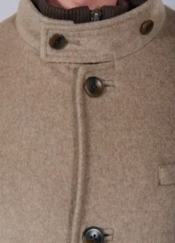 Veste à col officier en laine mélangée-jerem Sale