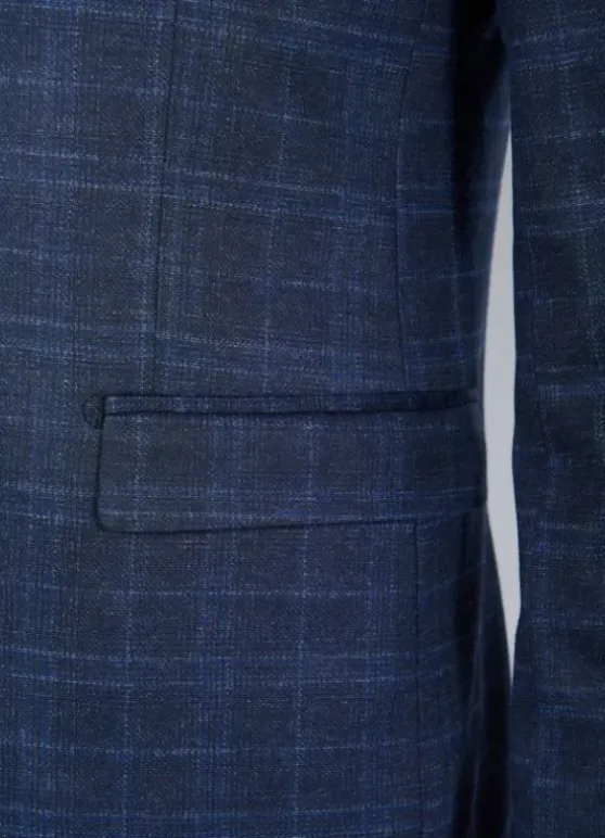 Veste de costume extra-slim en maille stretch imprimée Prince de Galles-jerem Store