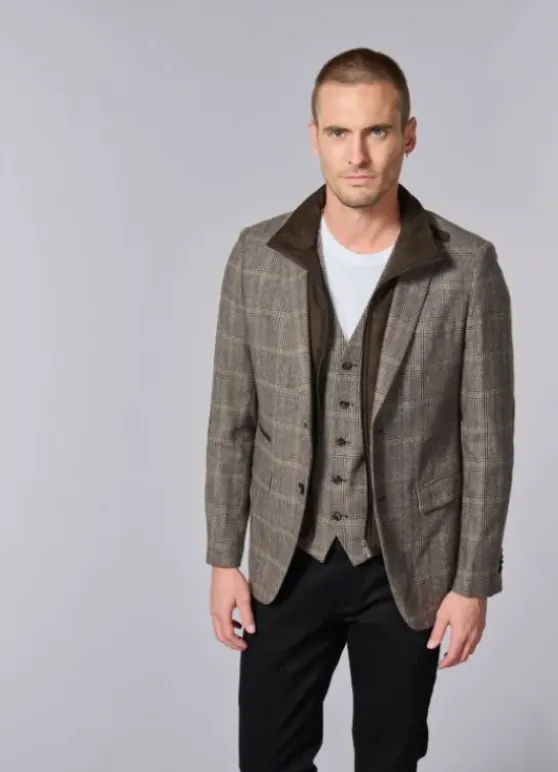 Veste souple en prince de Galles à plastron amovible en suédine-jerem Best Sale